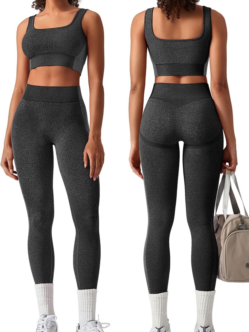 Amazon Charcoal Seamless High-Waist Legging and Crop Top Set